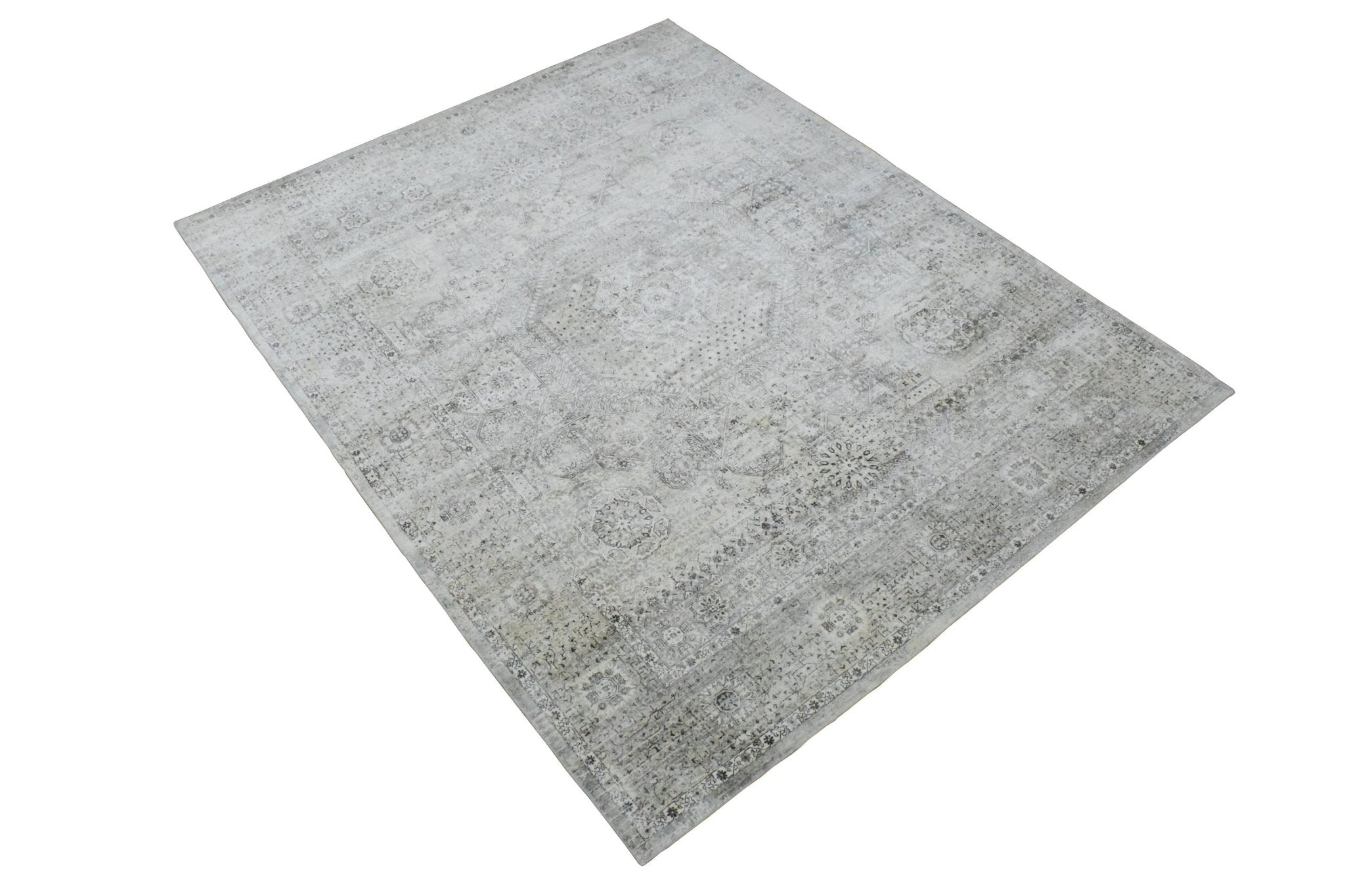 7.8x9.8 Rug, Abstract Blue and Gray Rug made with Viscose Art Silk, Living, Dinning and Bedroom Rug | TRD0091AR7898