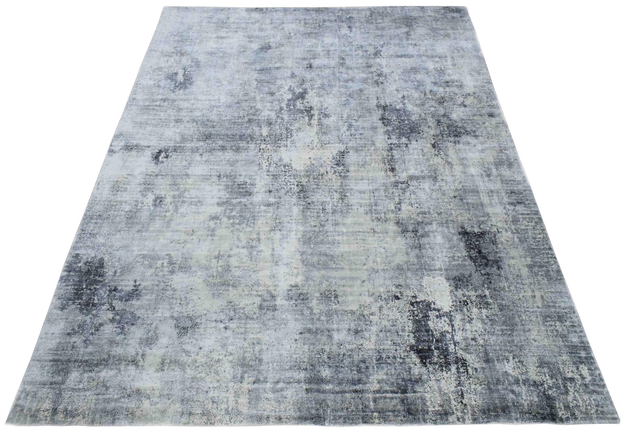 7.8x9.8 Rug, Abstract Blue and Gray Rug made with Viscose Art Silk, Living, Dinning and Bedroom Rug | TRD0092AR7898