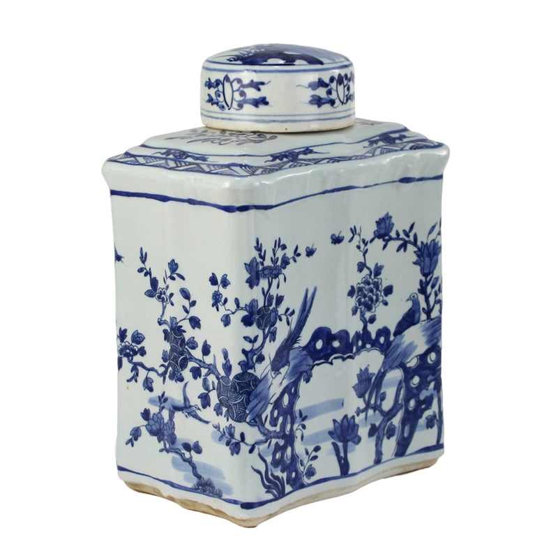 Scalloped Pheasant Floral Tea Jar