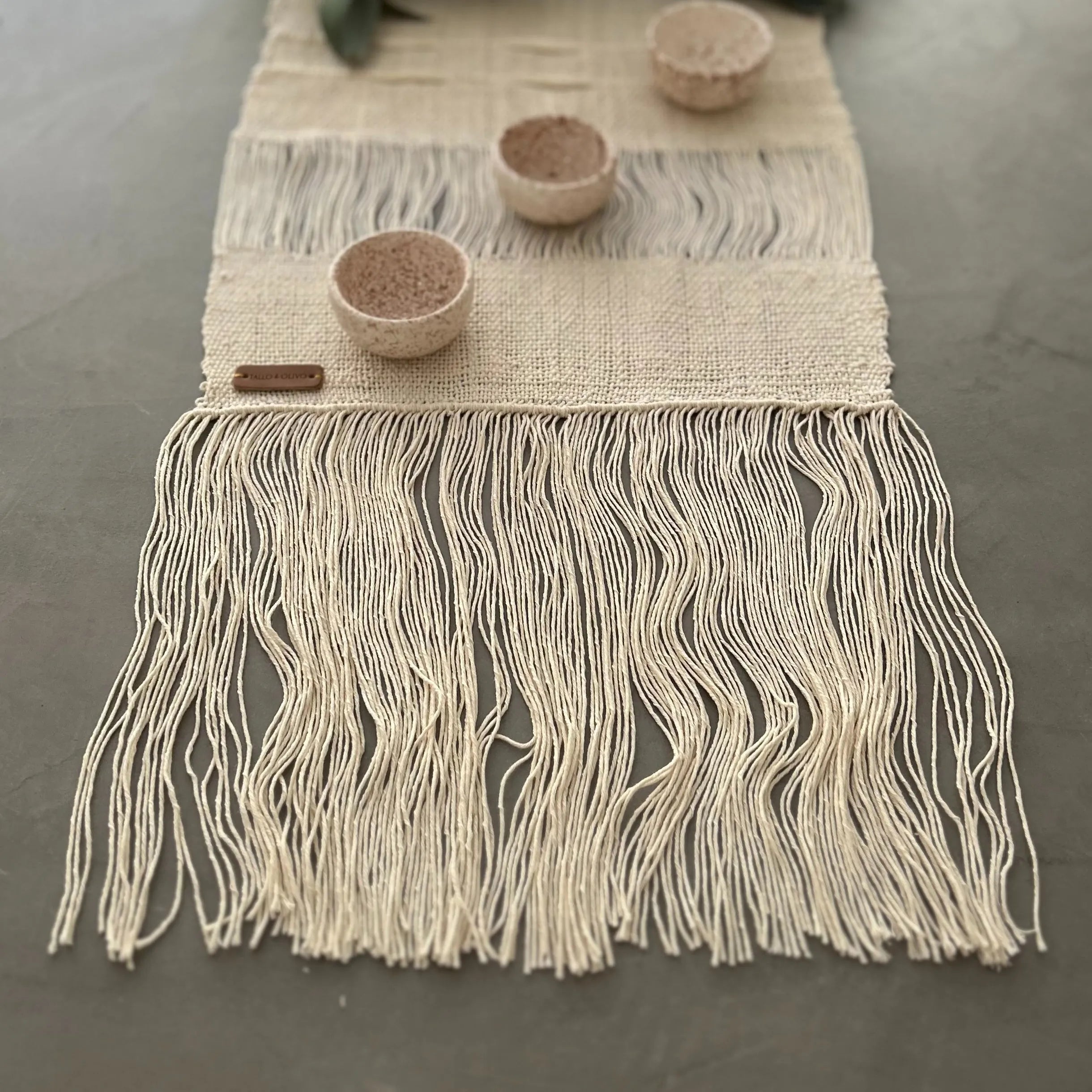 White Thread Table Runner