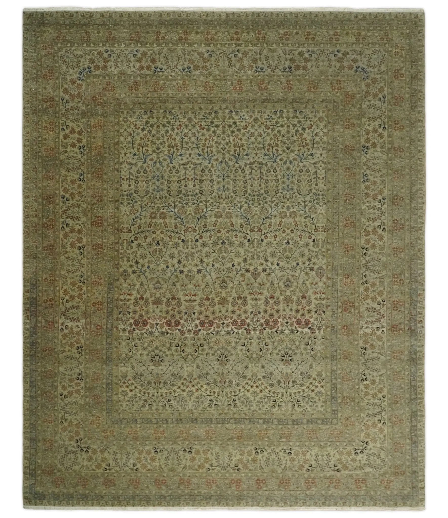 8x10 and 9x12 Vintage Brown Antique Persian Tabriz Fine Hand Knotted Wool Area Rug | TRD421