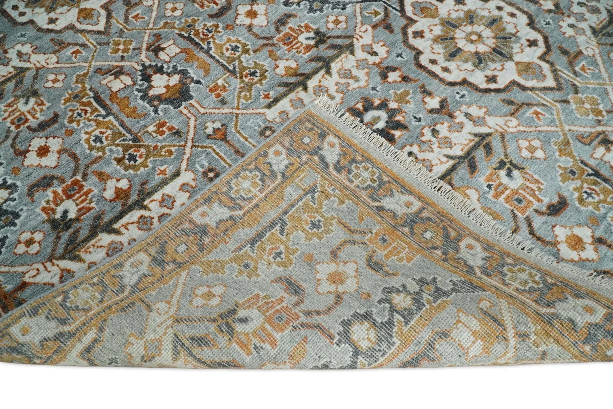 8x10 Blue and Brown Bamboo Silk  Traditional Persian Antique Area Rug | TRDCP200810