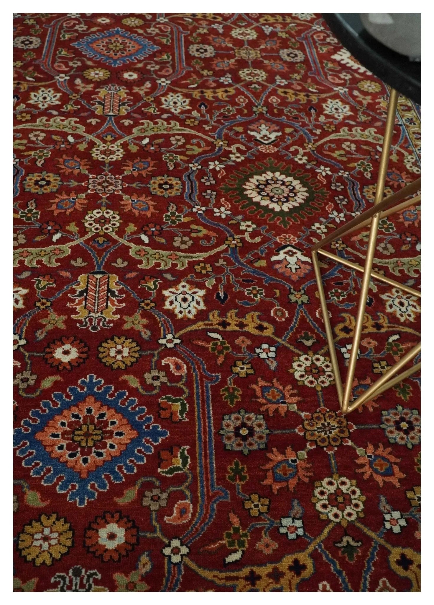 8x10 Fine Hand Knotted Rust and Blue Traditional Vintage Antique Persian Wool Rug | TRDCP851810