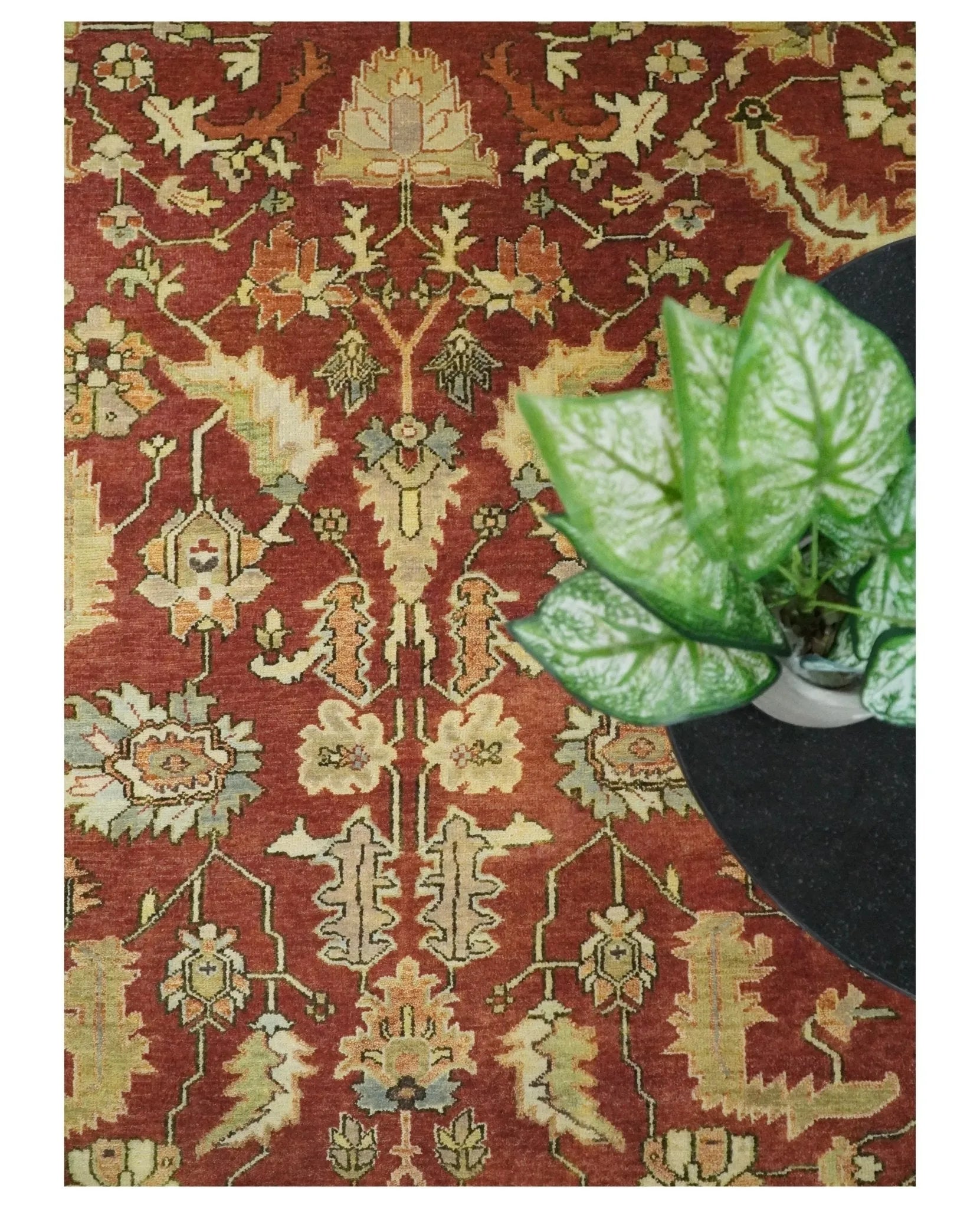 8x10 Rust and Beige Hand Knotted Traditional Antique Turkish Vintage Wool Rug | TRDCP538810