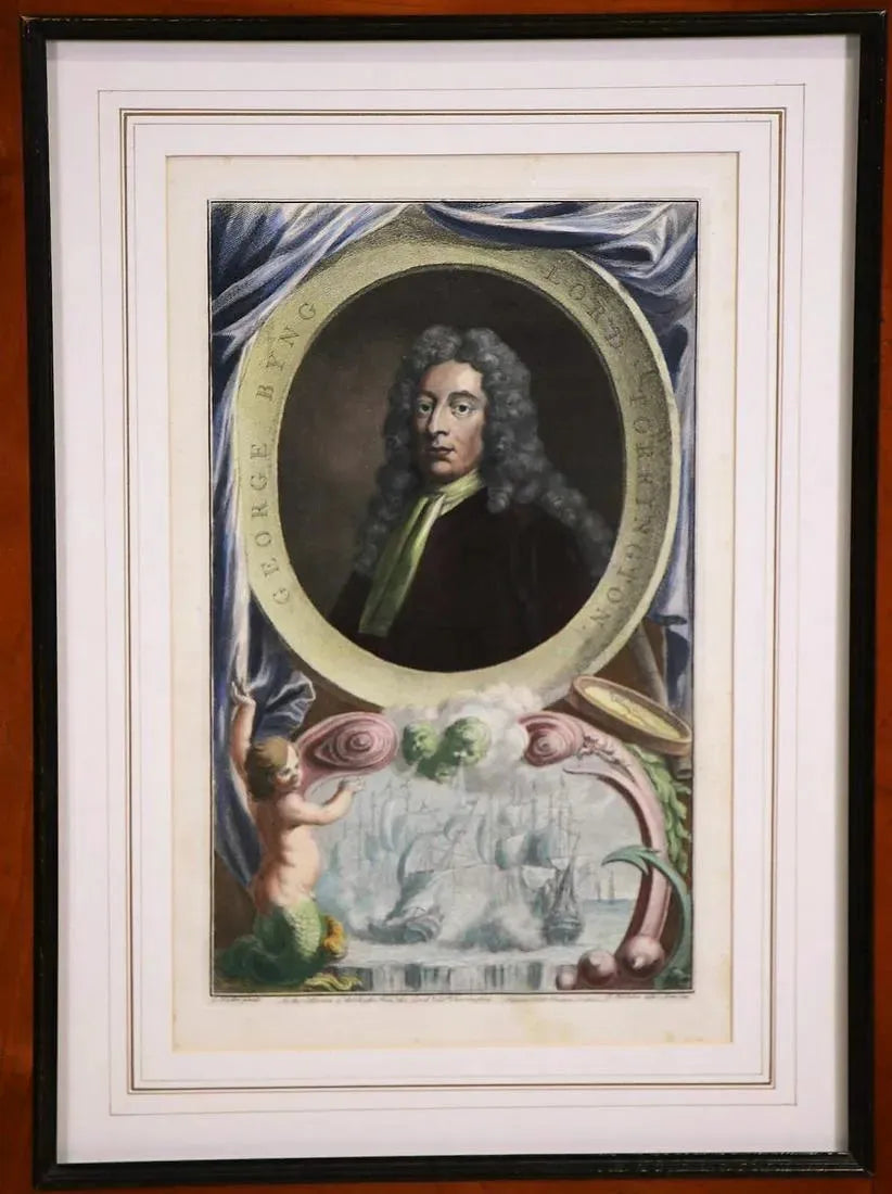 Frame with Nine 18th Century Hand Colored Engravings