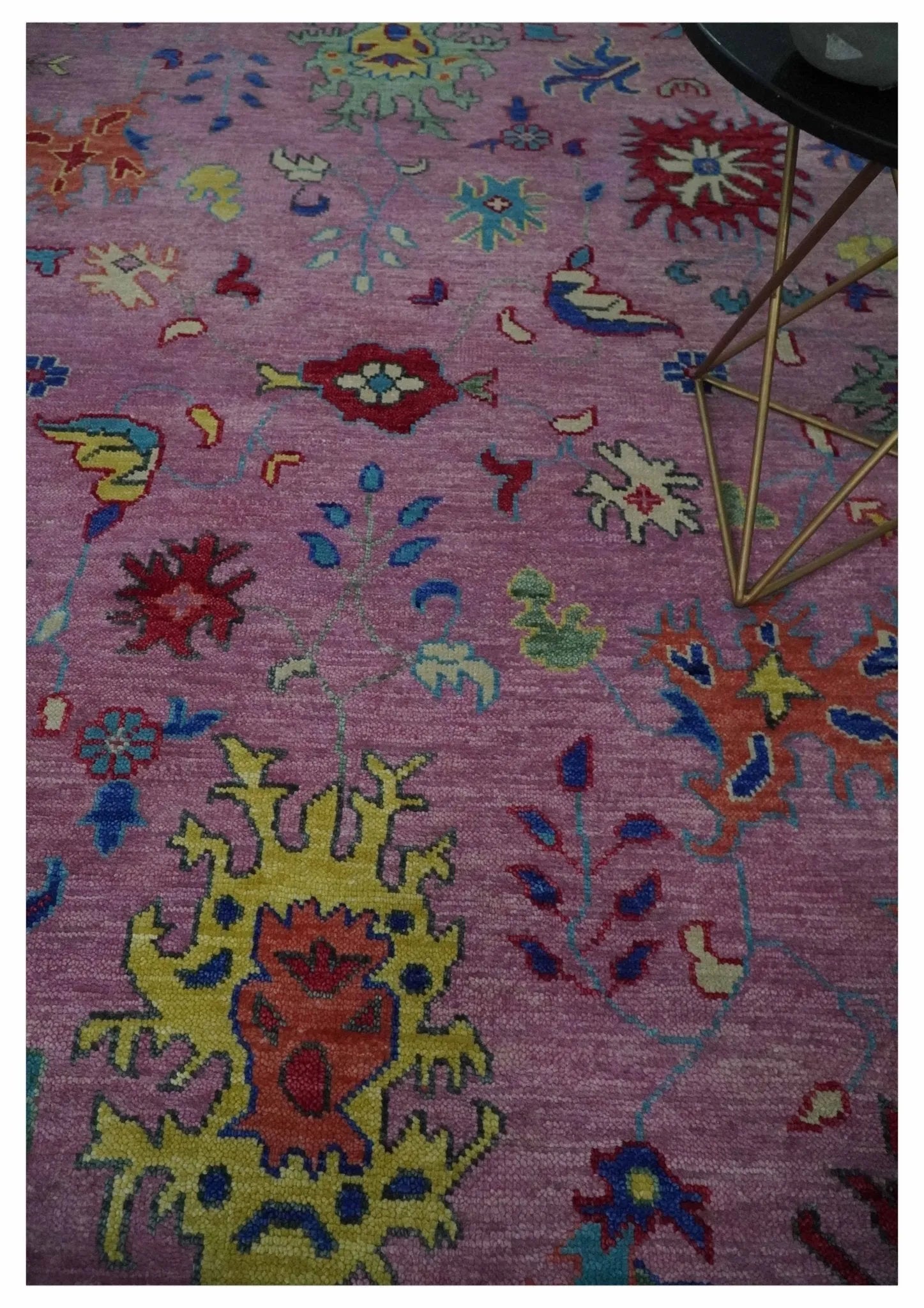 8x10 and 9x12 Wool Traditional Pink, Beige and Blue Vibrant Colorful Hand knotted Oushak Area Rug