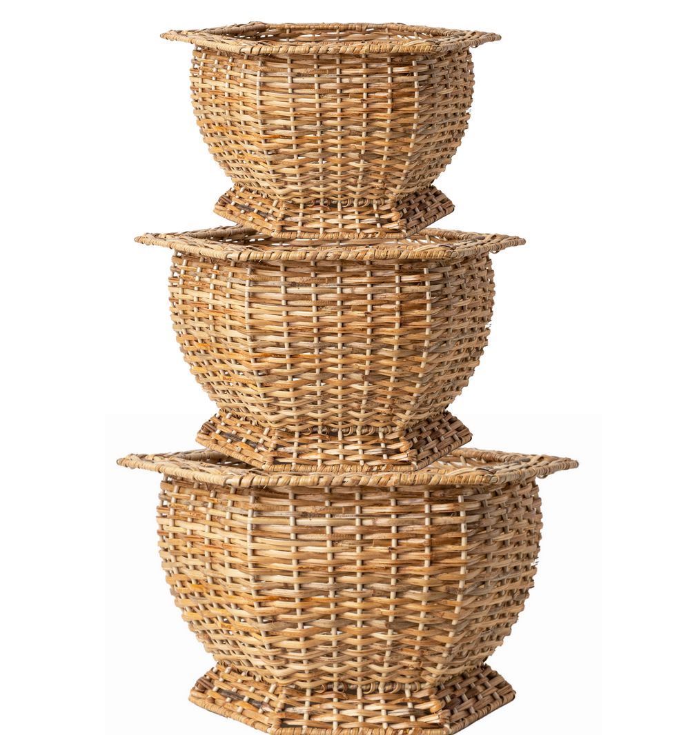 HEXAGON WICKER PLANTER