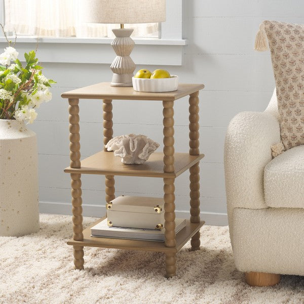 Dilyn Wood Accent Table in Desert Brown with 3-Shelves