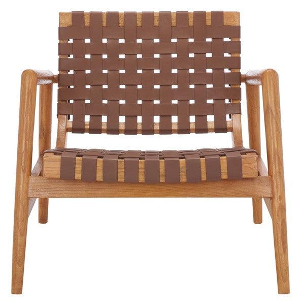 Safavieh Bellona Cognac Leather Woven Accent Chair