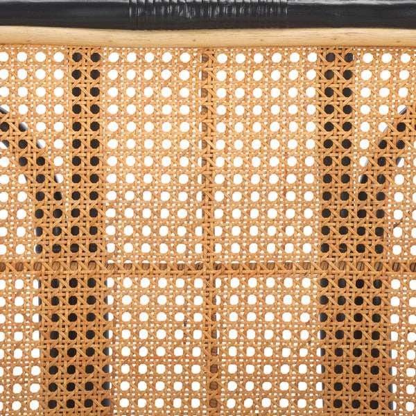 Nadie Wood Accent Chair in Natural and Black with Rattan Mesh