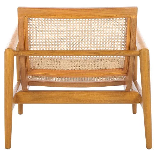 Ender Sungkai Wood Accent Chair in Natural with Rattan Weave