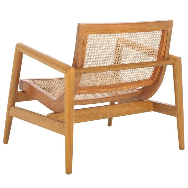 Ender Sungkai Wood Accent Chair in Natural with Rattan Weave