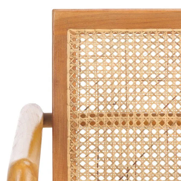 Ender Sungkai Wood Accent Chair in Natural with Rattan Weave