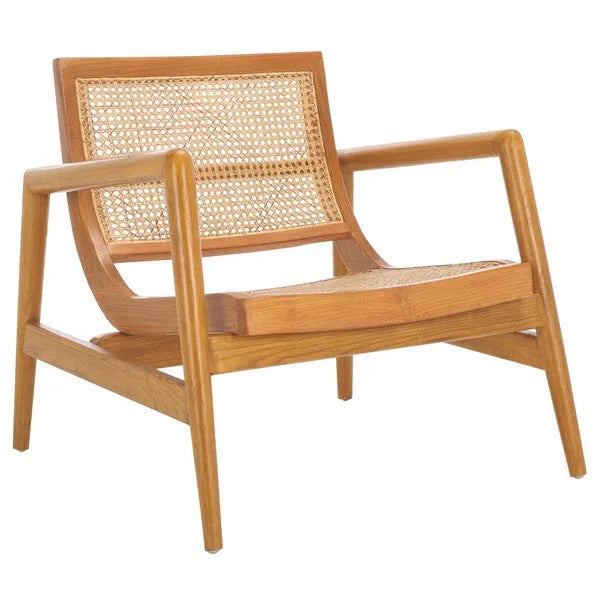 Ender Sungkai Wood Accent Chair in Natural with Rattan Weave