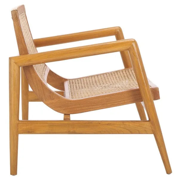 Ender Sungkai Wood Accent Chair in Natural with Rattan Weave