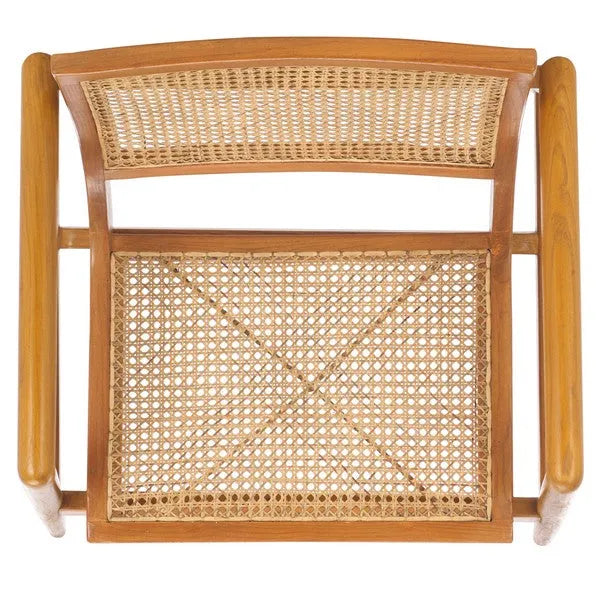 Ender Sungkai Wood Accent Chair in Natural with Rattan Weave