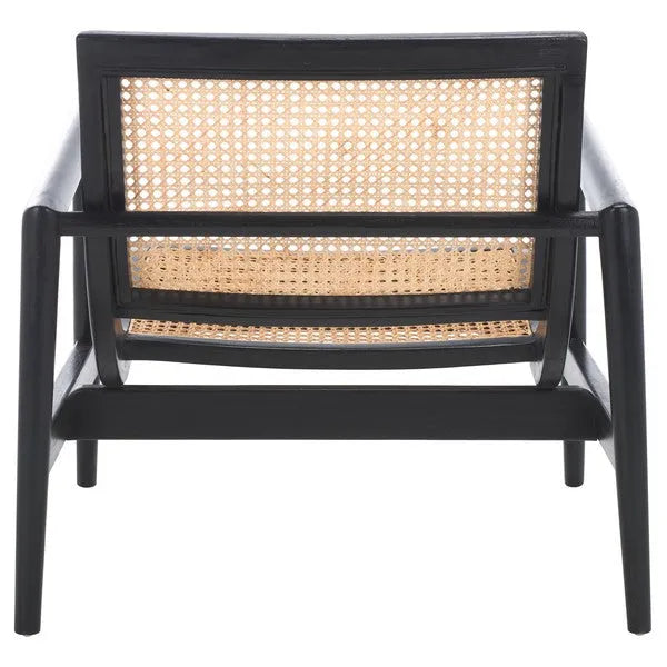 Ender Sungkai Wood Accent Chair in Black with Rattan Weave