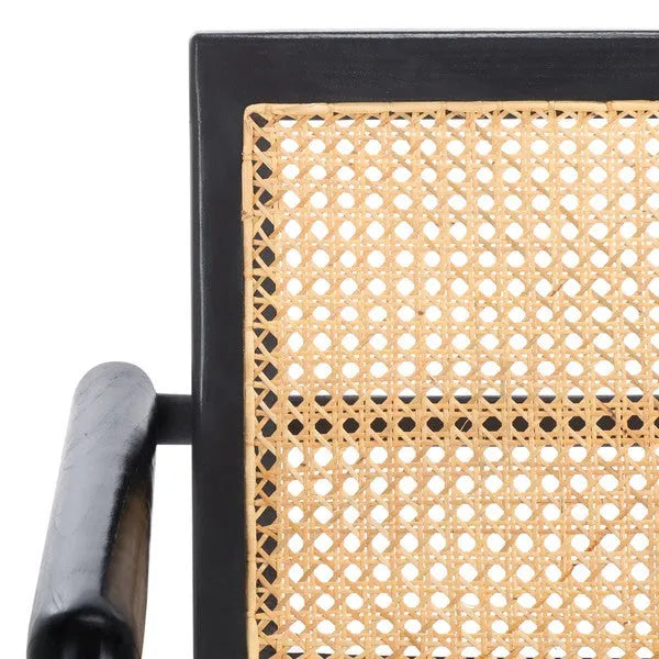 Ender Sungkai Wood Accent Chair in Black with Rattan Weave