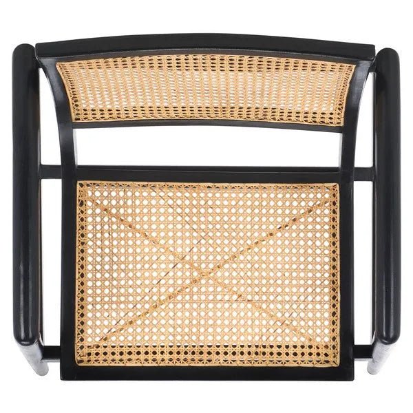 Ender Sungkai Wood Accent Chair in Black with Rattan Weave