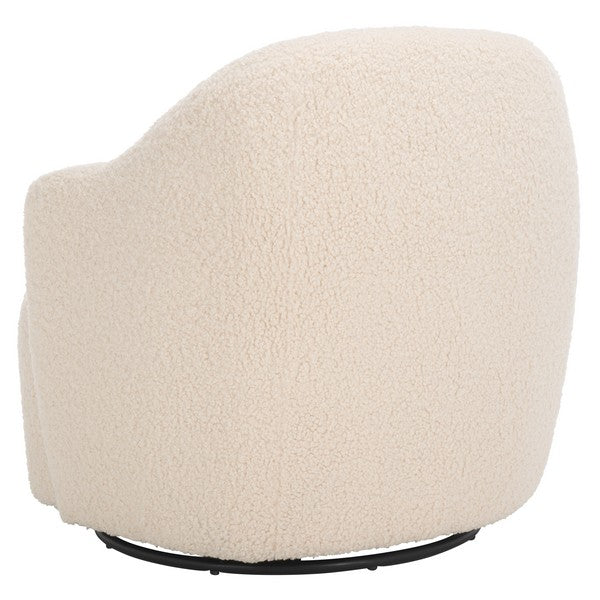 Theoden Swivel Barrel Accent Chair in Off-White