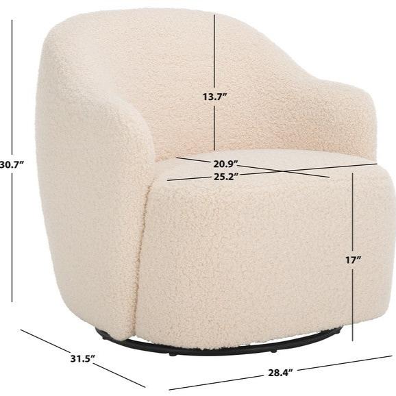 Theoden Swivel Barrel Accent Chair in Off-White