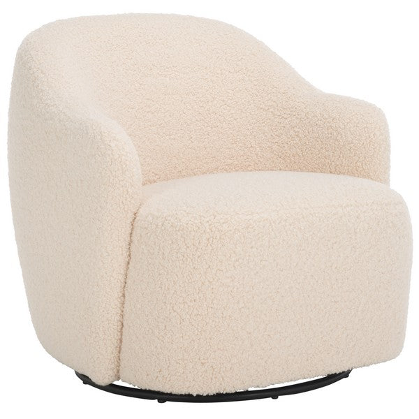 Theoden Swivel Barrel Accent Chair in Off-White