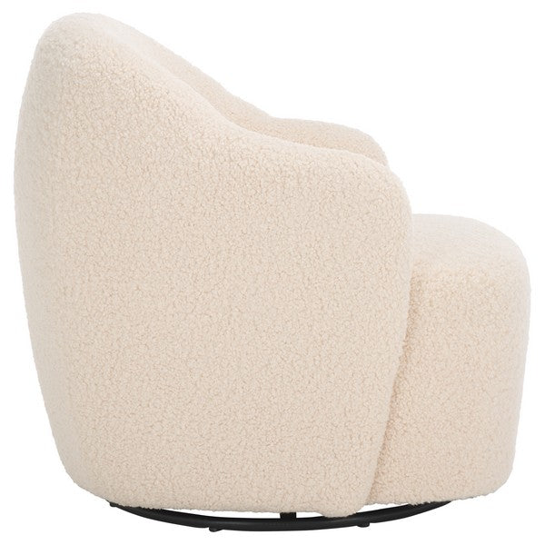 Theoden Swivel Barrel Accent Chair in Off-White