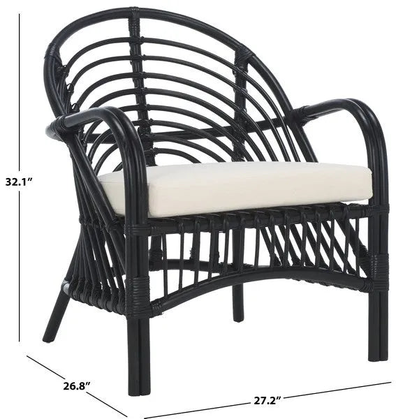 Aragorn Rattan Accent Chair in Black with Cushion