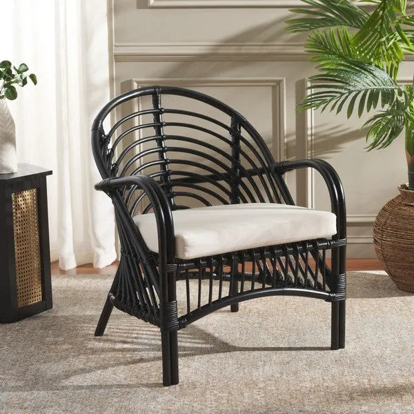 Aragorn Rattan Accent Chair in Black with Cushion