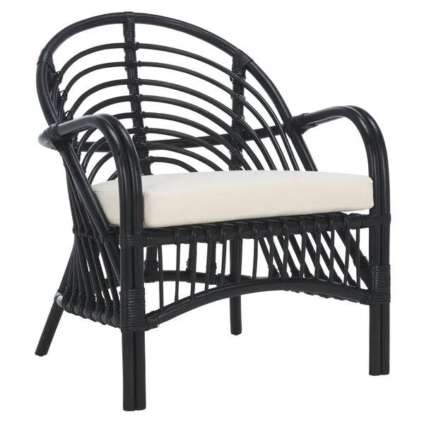 Aragorn Rattan Accent Chair in Black with Cushion