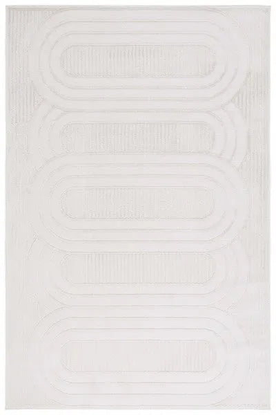 Archway Polypropylene Rug in Ivory with Oval Pattern