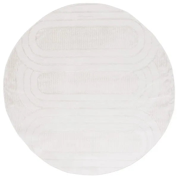 Archway Polypropylene Rug in Ivory with Oval Pattern