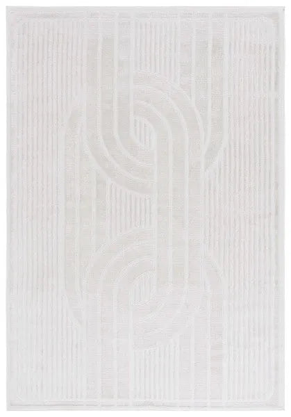 Archway Polypropylene Rug in Ivory with Curved Pattern