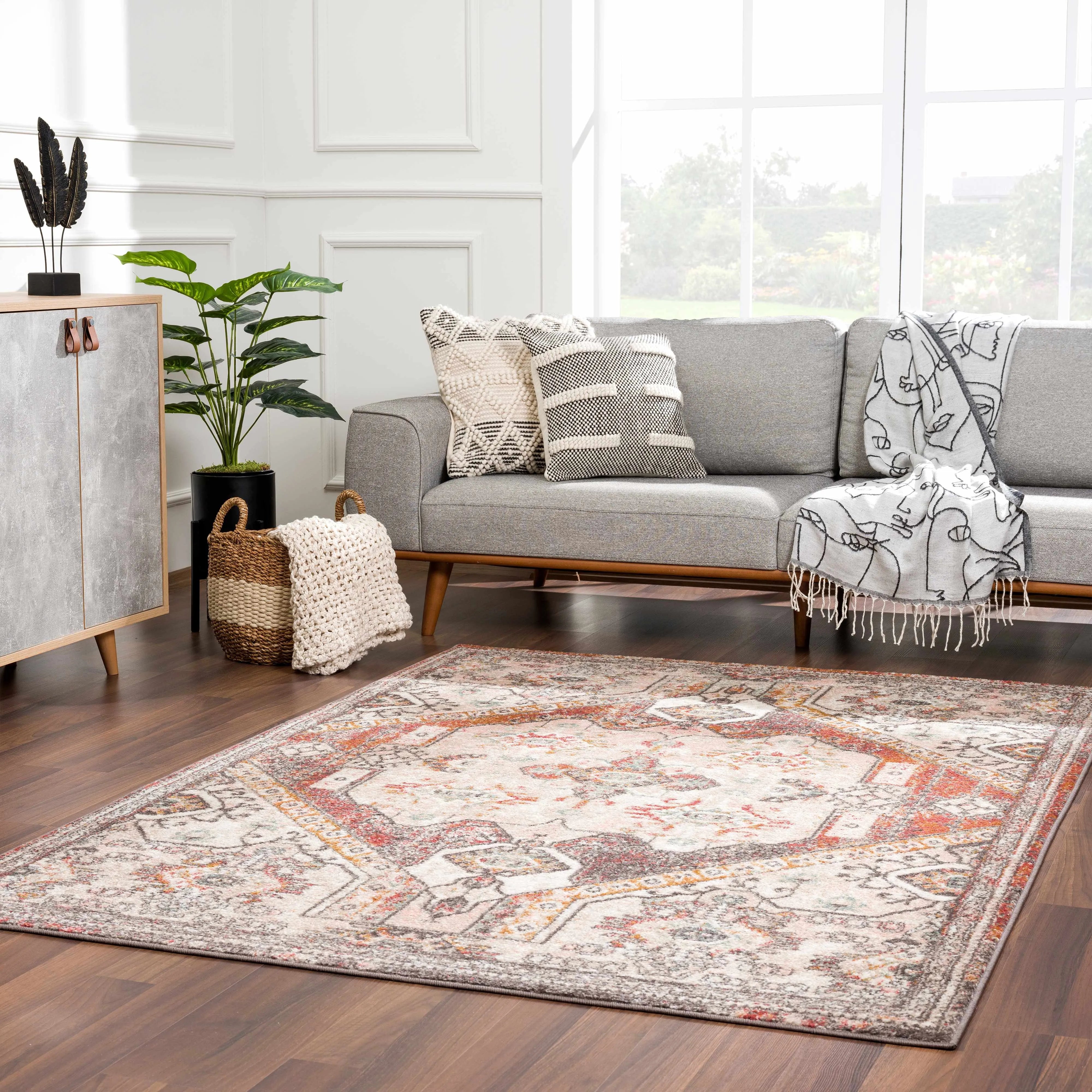 Yennora Brick Red Medallion Rug