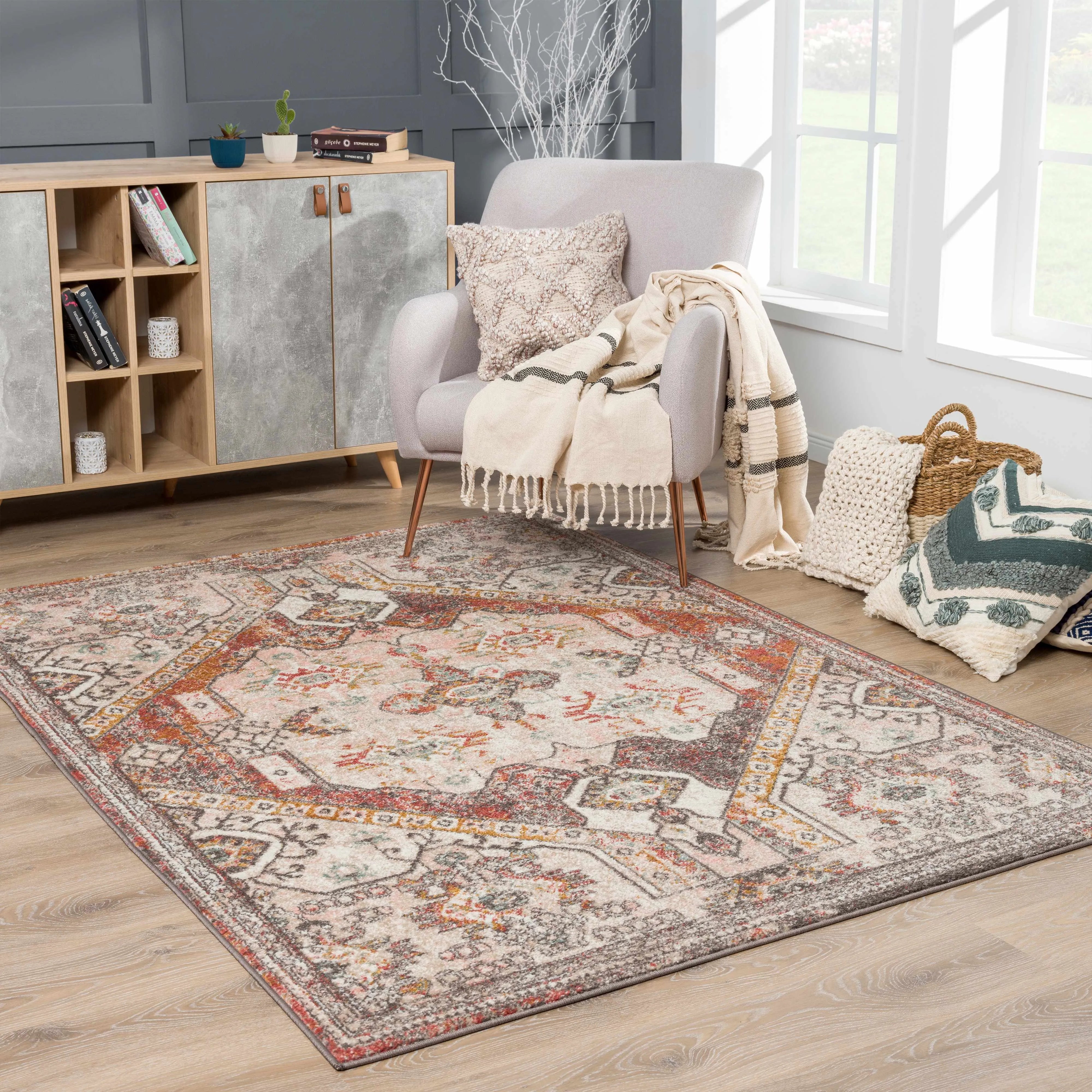 Yennora Brick Red Medallion Rug