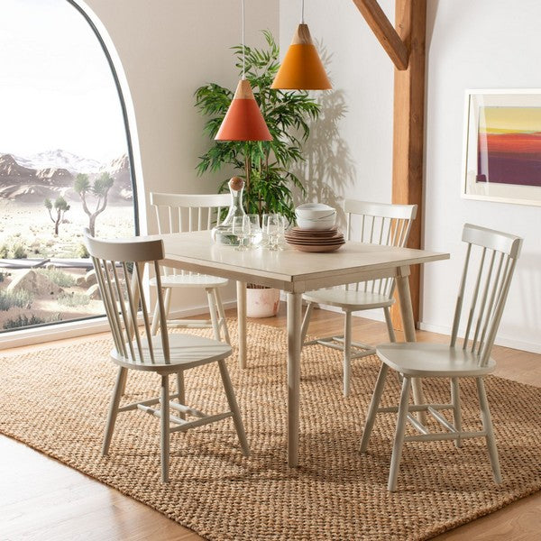 Parker Wood Dining Chair in Off-White with Spindle Back (Set of 4)