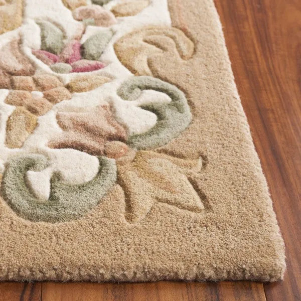 Aubusson Wool Rug in Beige and Ivory