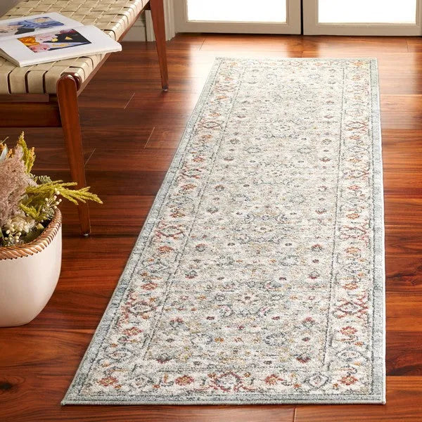 Avalon Polyester Rug in Light Blue and Ivory