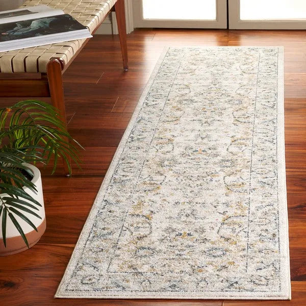 Avalon Polyester Rug in Ivory and Blue