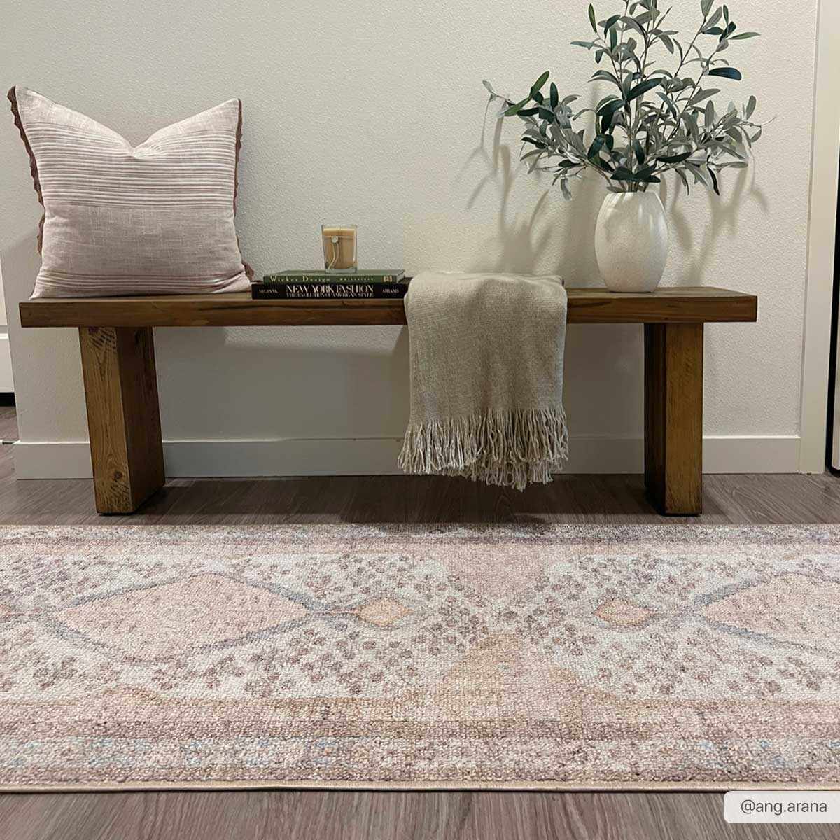 Analu Peach Polyester Area Rug