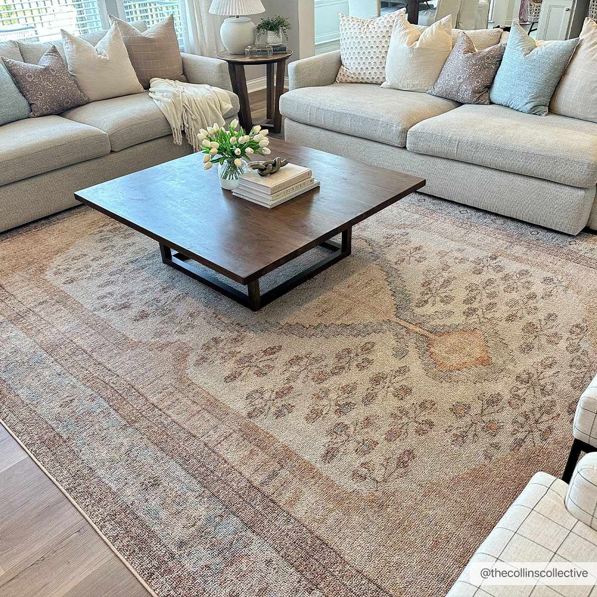 Analu Peach Polyester Area Rug