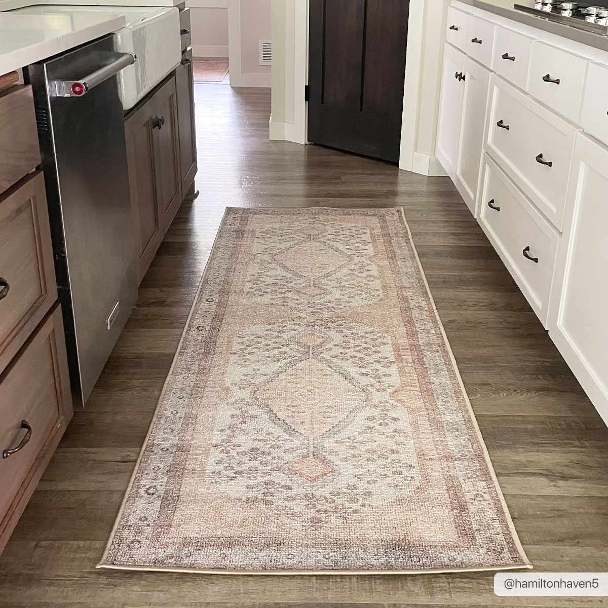 Analu Peach Polyester Area Rug