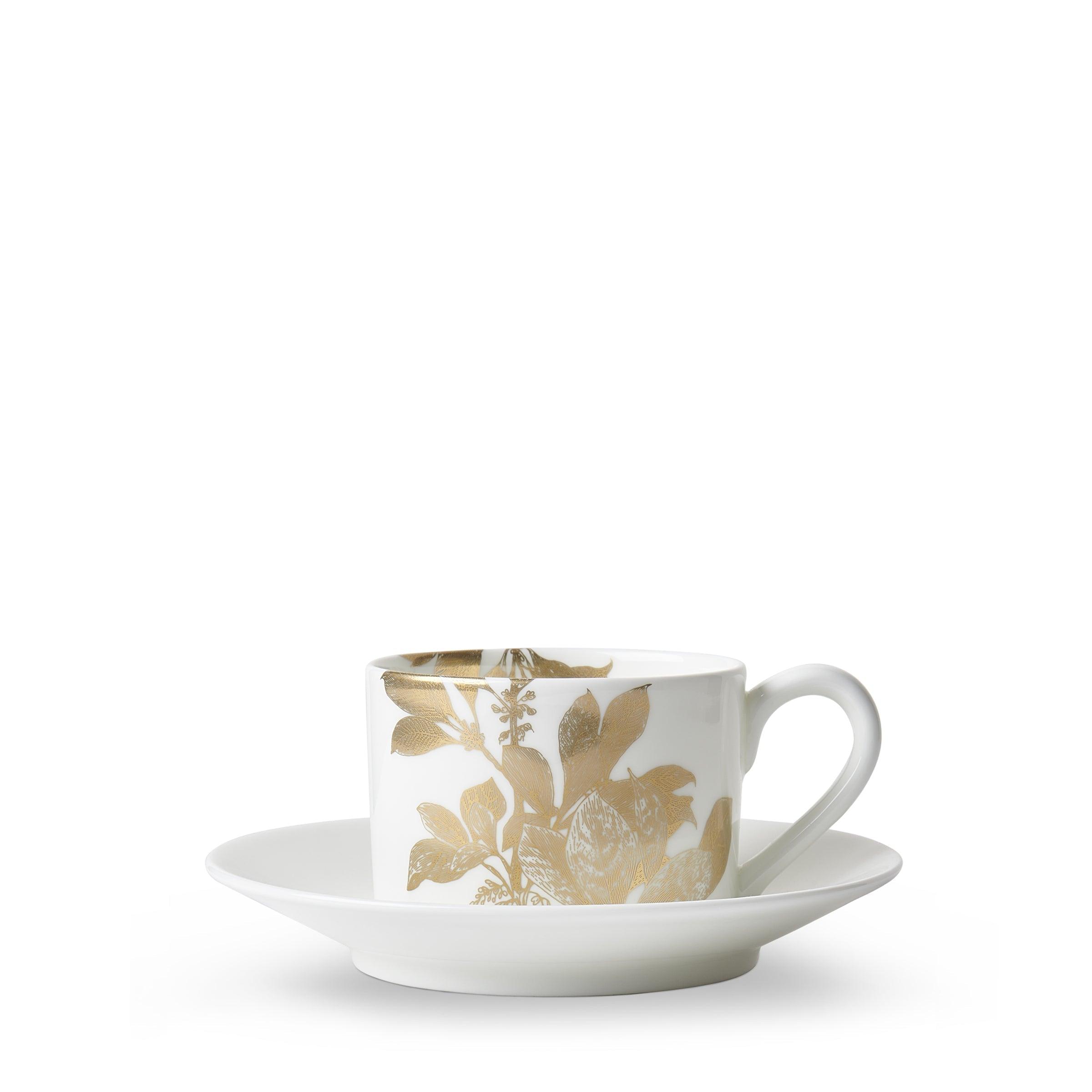 Caskata Wholesale Arbor Gold Cups & Saucers, Set of 4