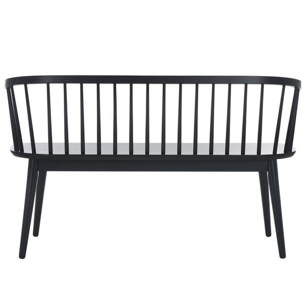 Blanchard Wood Bench in Matte Black with Curved Spindle Back