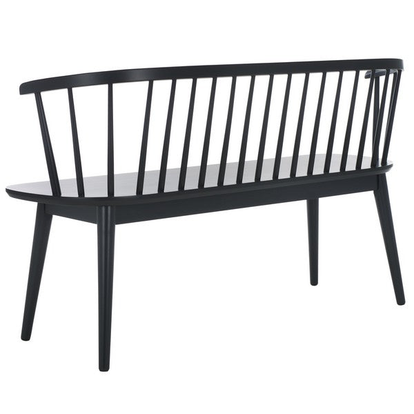 Blanchard Wood Bench in Matte Black with Curved Spindle Back