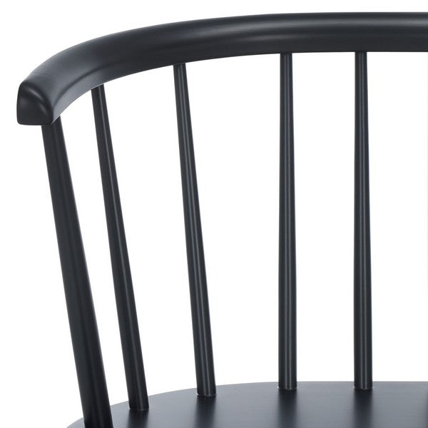 Blanchard Wood Bench in Matte Black with Curved Spindle Back