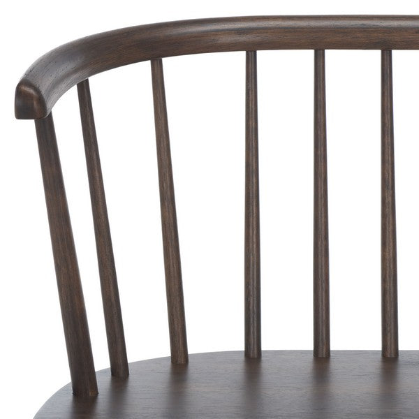 Blanchard Wood Bench in Dark Walnut with Curved Spindle Back