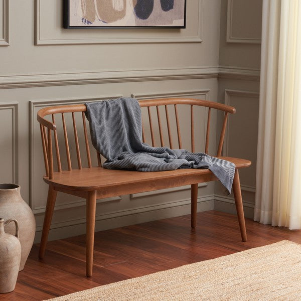 Blanchard Wood Bench in Honey with Spindle Back