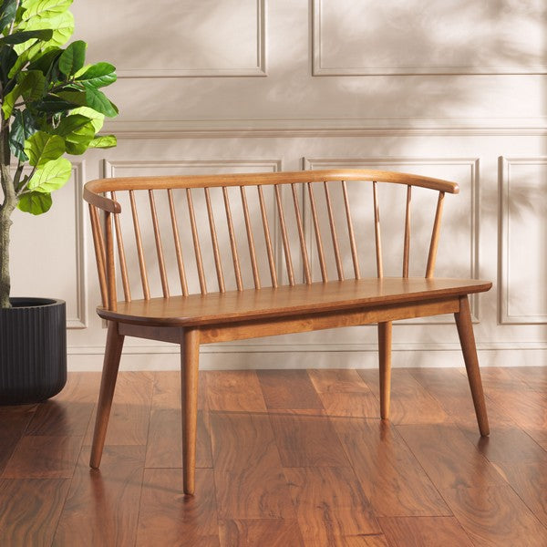 Blanchard Wood Bench in Honey with Spindle Back