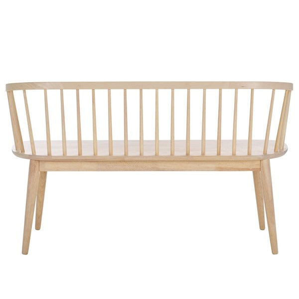 Blanchard Wood Bench in White-Washed with Spindle Back